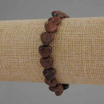 Bracciale in ossidiana a forma di cuore, diametro 10 mm ±, lunghezza 18 cm ±, elastico