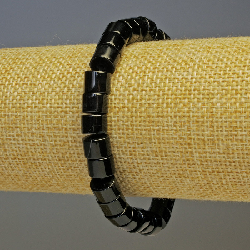 Bracciale in agata cilindri, diametro 8×5 mm ±, lunghezza 18 cm elastico