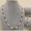 Set di collana e bracciale con perle di fiume color pesca, d 5-6×5-4 mm ±, cubi di tormalina, diametro 2,5×2,5 mm ±, lunghezza 55 cm ±, lunghezza 18 mm ±, lunghezza variabile