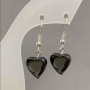 Orecchini ematite a forma di cuore, diametro 11 mm ±, lunghezza 30 mm ±
