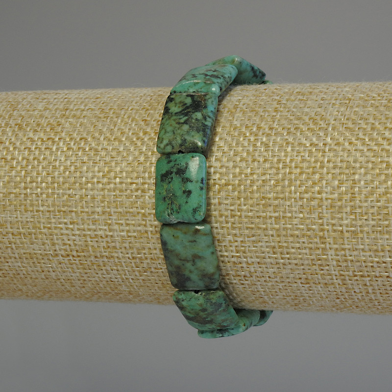 Braccialetto turchese africano rettangolare, diametro 16×12 mm, lunghezza 18 cm ± elastico