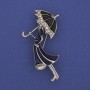 Spilla-pendente Ragazza con ombrello argentata 48×24 mm+