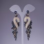 Orecchini con cristalli blu scuro, lunghezza 9 cm, metallo dorato