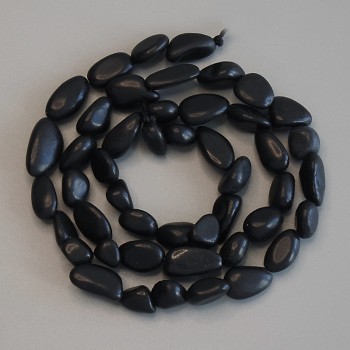 Perline di schungite a forma ovoidale, diametro 7-10×8 mm, lunghezza 40 cm +/- su filo