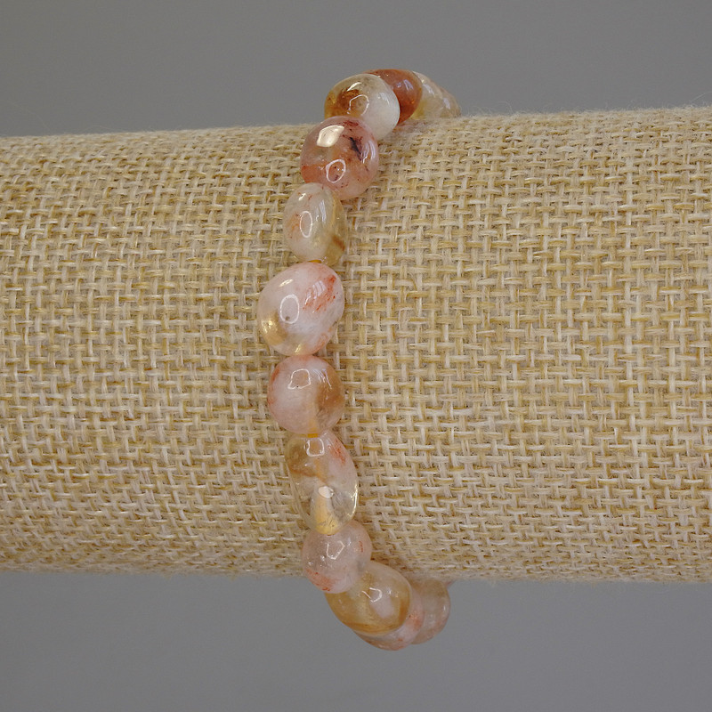 Bracciale Citrino levigato, perle da 9-11×8 mm, lunghezza 18 cm, elastico