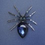 Spilla Ragno con cristallo blu e strass blu, 65 mm±, metallo argentato