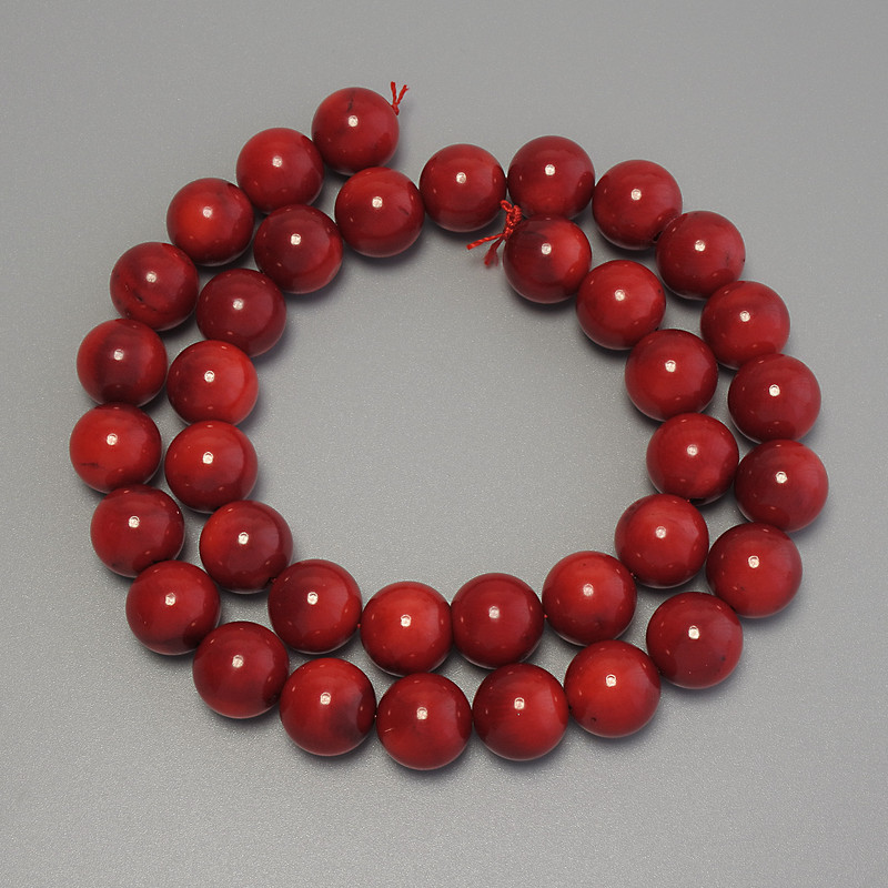 Perline di corallo: sfere lisce 11 mm ±, lunghezza 41 cm ±, su filo