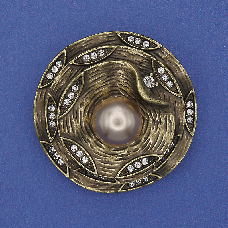Spilla Accento beige Perla bronzo 40 mm+