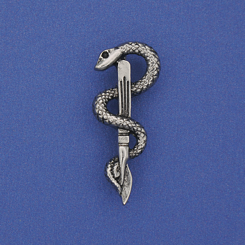 Spilla «Serpente» in metallo argentato 37×15 mm+