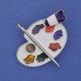 Spilla-ciondolo «Palette» con smalto su metallo argentato 40×37 mm+