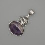 Pendente cabochon ametista 50×28 mm ± metallo argentato