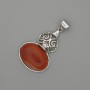 Ciondolo cabochon in corniola 50×28 mm ± metallo argentato