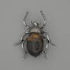 Spilla-pendente Scarabeo con Occhio di Tigro 44×37 mm ± metallo argentato