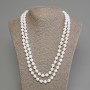 Collana di agata bianca, grani lisci da 8 mm, lunghezza 120 cm