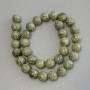 Perline di serpentino pressate, palline lisce da 12 mm, lunghezza 39 cm ± su filo