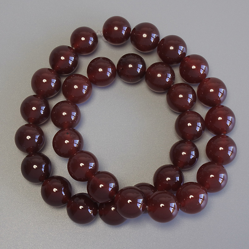 Perle di corniola lisce a sfera, diametro 12 mm +/- su filo, lunghezza 39 cm+