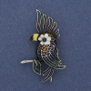 Spilla Pappagallo, smalto colorato, metallo argentato, 51×31 mm+