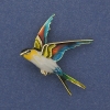 Spilla-pendente «Uccello» con smalto colorato e metallo dorato 38×26 mm+