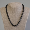 Collana multifaccettata in onice nero, diametro 10×9 mm, lunghezza 50 cm +/- con chiusura