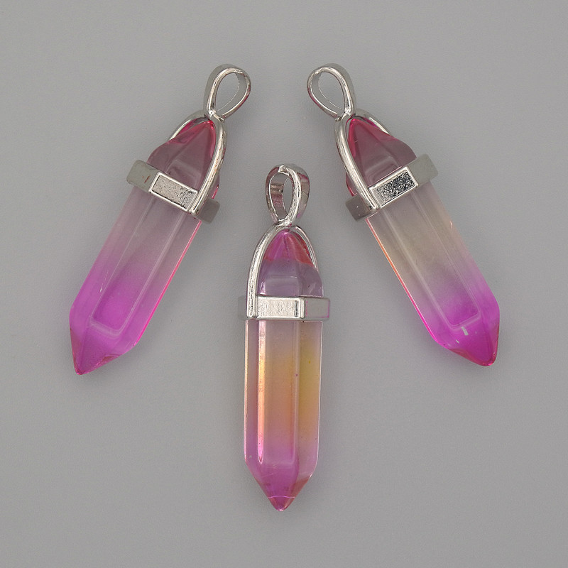 Pendente in vetro multicolore a cristallo esagonale 8×31×41 mm+