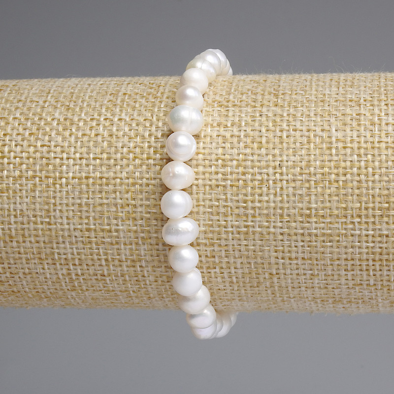 Bracciale con perle d'acqua dolce 6-7×6-6 mm, lunghezza 18 cm, elastico