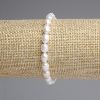 Bracciale con perle d'acqua dolce 7,5–8×6 mm+-, lunghezza 18 cm