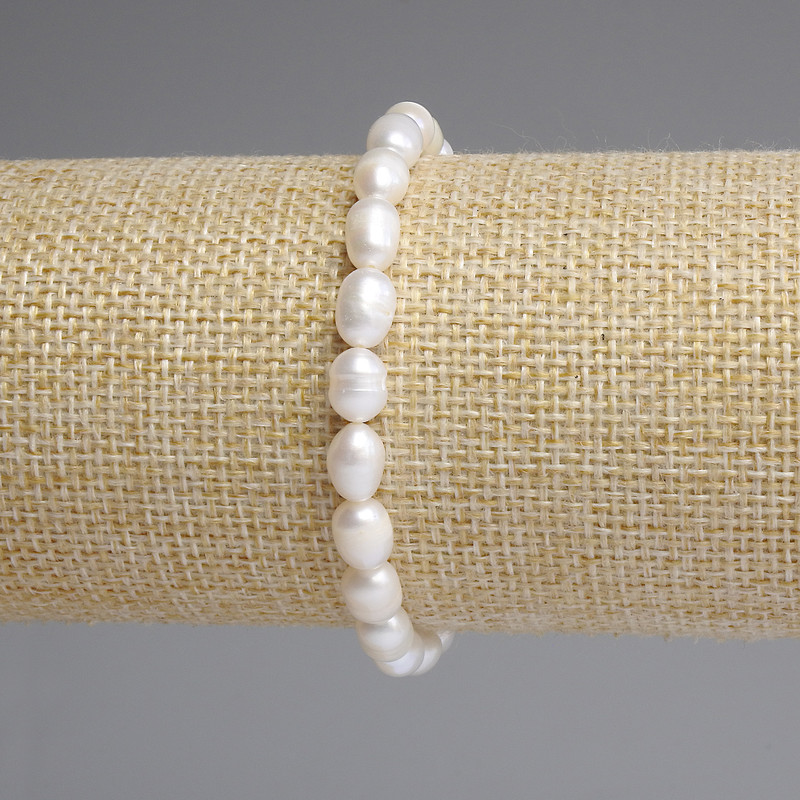 Bracciale con perle d'acqua dolce 7,5–8×6 mm+-, lunghezza 18 cm