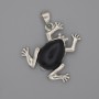Pendente Rana in Agata Nera 29x28mm+-, lunghezza 37mm+-