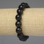 Bracciale in agata nera con perle sfaccettate da 12 mm ±, lunghezza 18 cm ±, elastico