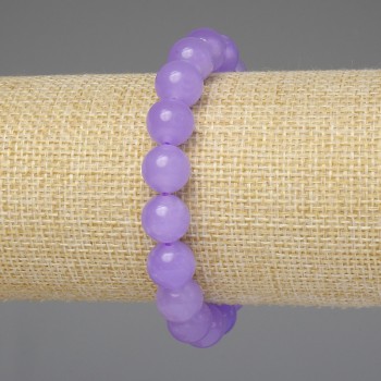 Bracciale ametista lavanda con perle lisce da 10 mm, lunghezza circa 18 cm, filo elastico