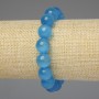 Bracciale Occhio di gatto azzurro con perle lisce da 2 mm, lunghezza 18 cm, elastico