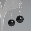 Orecchini Obsidiano Solare, sfera liscia, diametro 14 mm+-, lunghezza 32 mm+-, metallo argentato