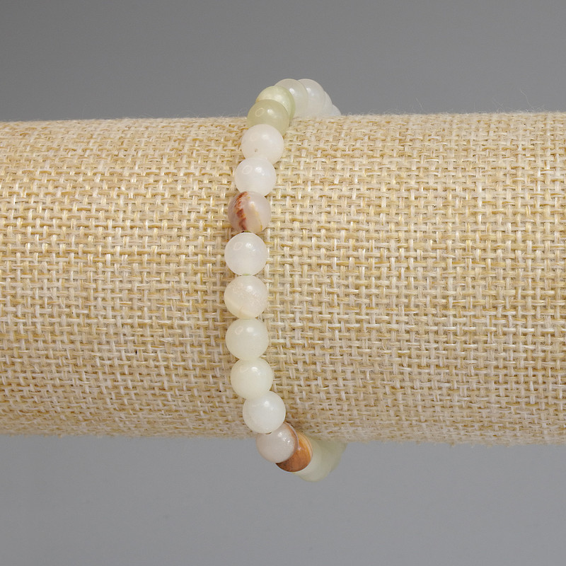 Bracciale in onice, palline lisce da 6 mm ±, lunghezza 18 cm ±, elastico