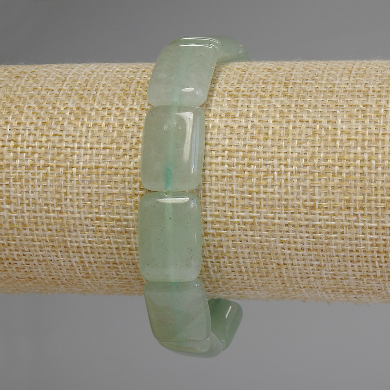 Bracciale in giada con rettangoli, diametro 18×13 mm, lunghezza 18 cm, elastico