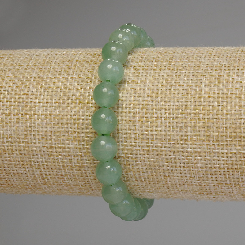 Bracciale in giada, palline lisce, diametro 8,5 mm, lunghezza 18 cm, elastico