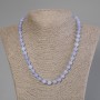 Collana in acquamarina con sfere lisce, diametro 8 mm ±, lunghezza 50 cm ± con chiusura