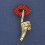 Spilla Accento con strass rossi, metallo dorato 45×24 mm+