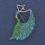 Spilla «Danzatrice» con smalto verde e strass 26x46 mm+