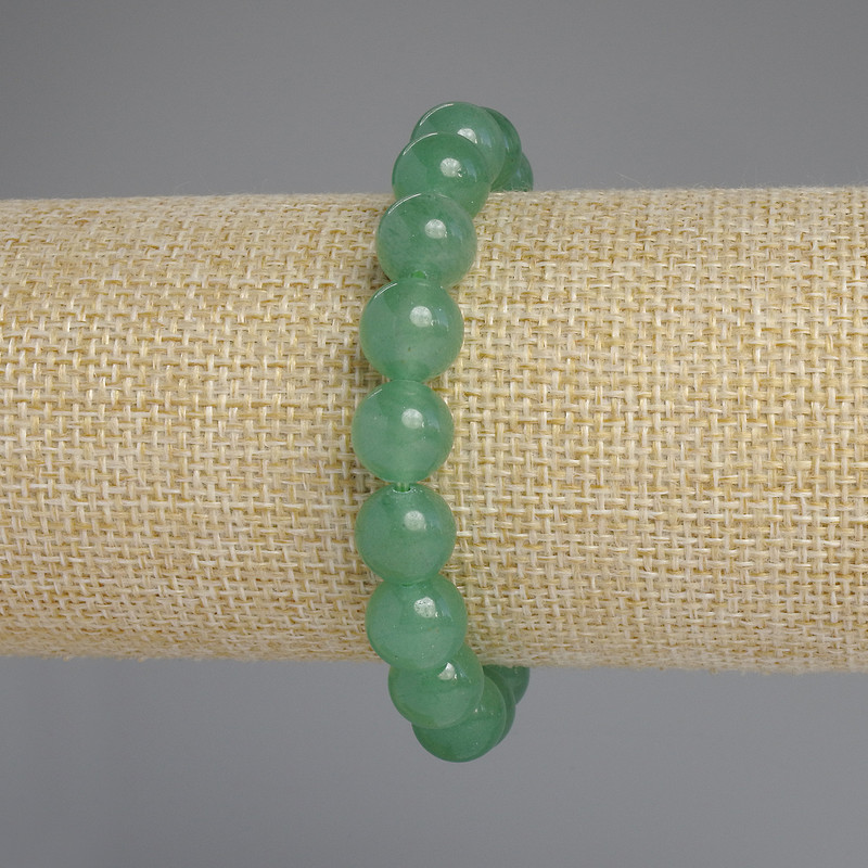 Bracciale in nefrite con sfere lisce, diametro 10 mm ±, lunghezza 18 cm ±