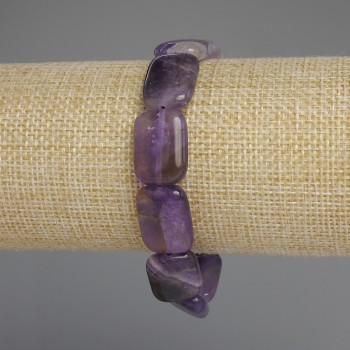 Bracciale ametista a maglie rettangolari, dimensioni 18x13 mm, lunghezza 18 cm ± elastico