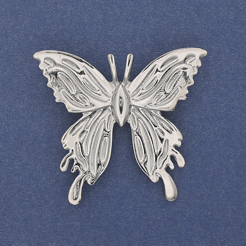 Spilla farfalla metallo argentato 45×42 mm+