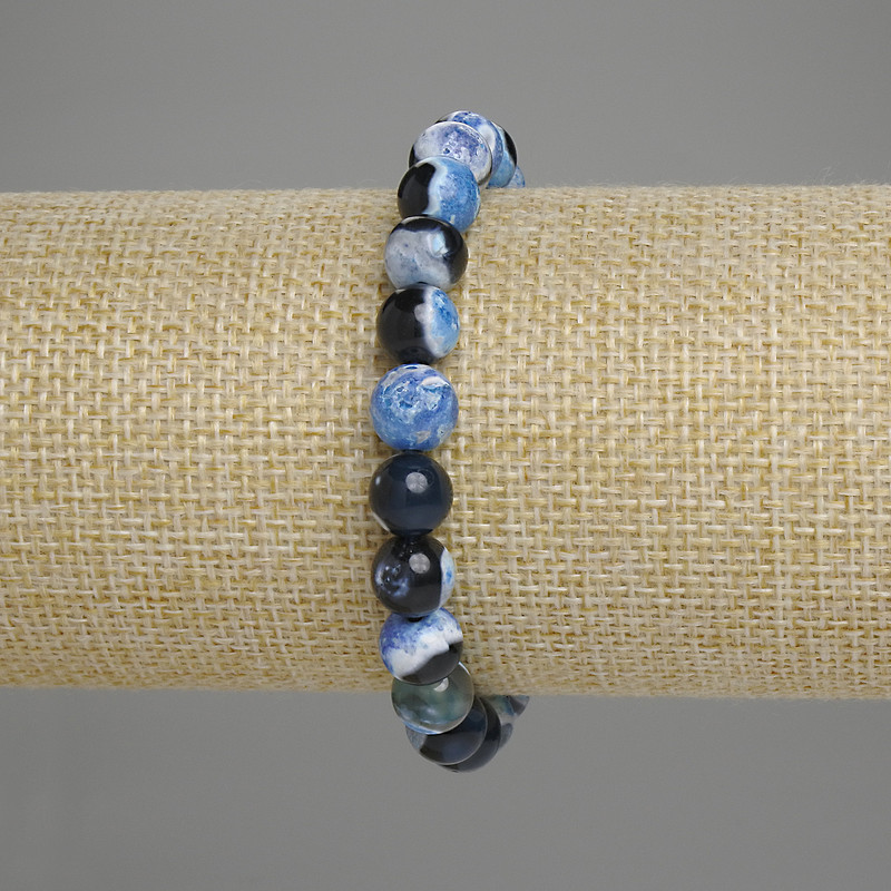 Bracciale in agata a sfere da 8 mm ±, lunghezza 18 cm ±