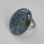 Anello con halite ovale 27×20 mm ±, senza montatura, metallo argentato