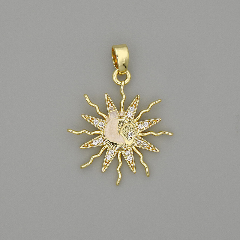 Pendente «Stella» dorato con strass bianchi, diametro 26×20 mm+