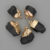 Pendente in turmalina Sherl, pietra grezza, metallo dorato, 24-32×14-22 mm ± assortito per dimensioni