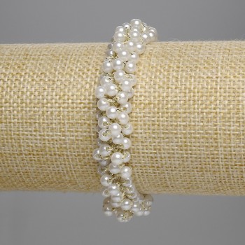 Elastico per capelli con perline bianche 4 mm+