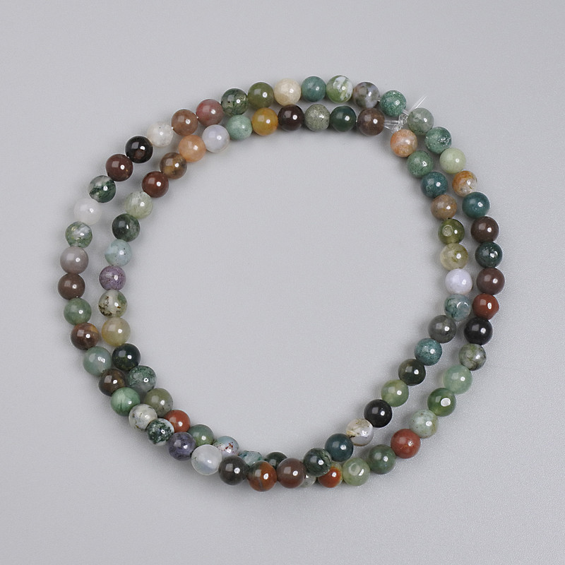 Perline di jasper multicolore lisce, diametro 4–5 mm, su filo, lunghezza 38 cm+