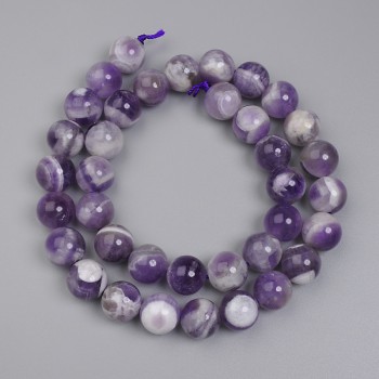 Perle di ametista Chevron, sfera liscia, diametro 10,5 mm ± su filo, lunghezza 39 cm+