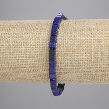 Bracciale in lapislazzuli cubici 4,5×4,5 mm, elastico, lunghezza 18 cm ±