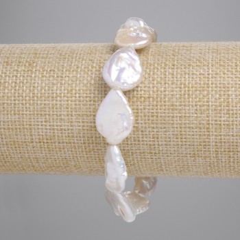Bracciale con perle barocche con sfumatura «benzina», diametro 18,5–21×14,5 mm ±, lunghezza 18 cm ± (elastico)